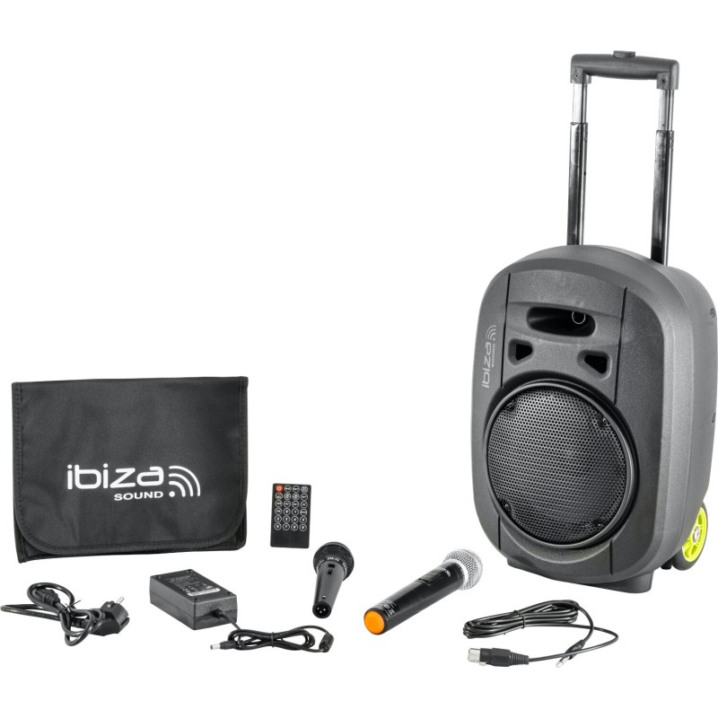 IBIZA SOUND PORT10VHF-BT-WH, Altavoz Portatil Equipo portatil a bateria,  altavoz a Bateria