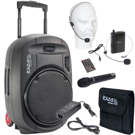 IBIZA SOUND PORT15UHF-MKII-TWS ALTAVOZ PORTATIL A BATERIAS USB/SD/BLUETOOTH/FM/2xUHF MICS