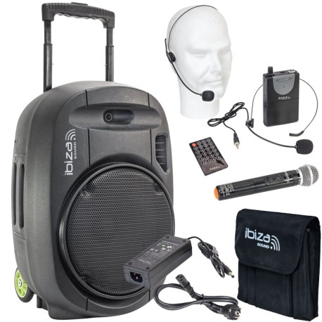 IBIZA SOUND PORT15VHF-MKII ALTAVOZ PORTATIL A BATERIAS USB/SD/BLUETOOTH/2xVHF MICS