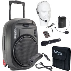 IBIZA SOUND PORT12UHF-MKII-TWS ALTAVOZ PORTATIL A BATERIAS USB/SD/BLUETOOTH/FM/2xUHF MICS